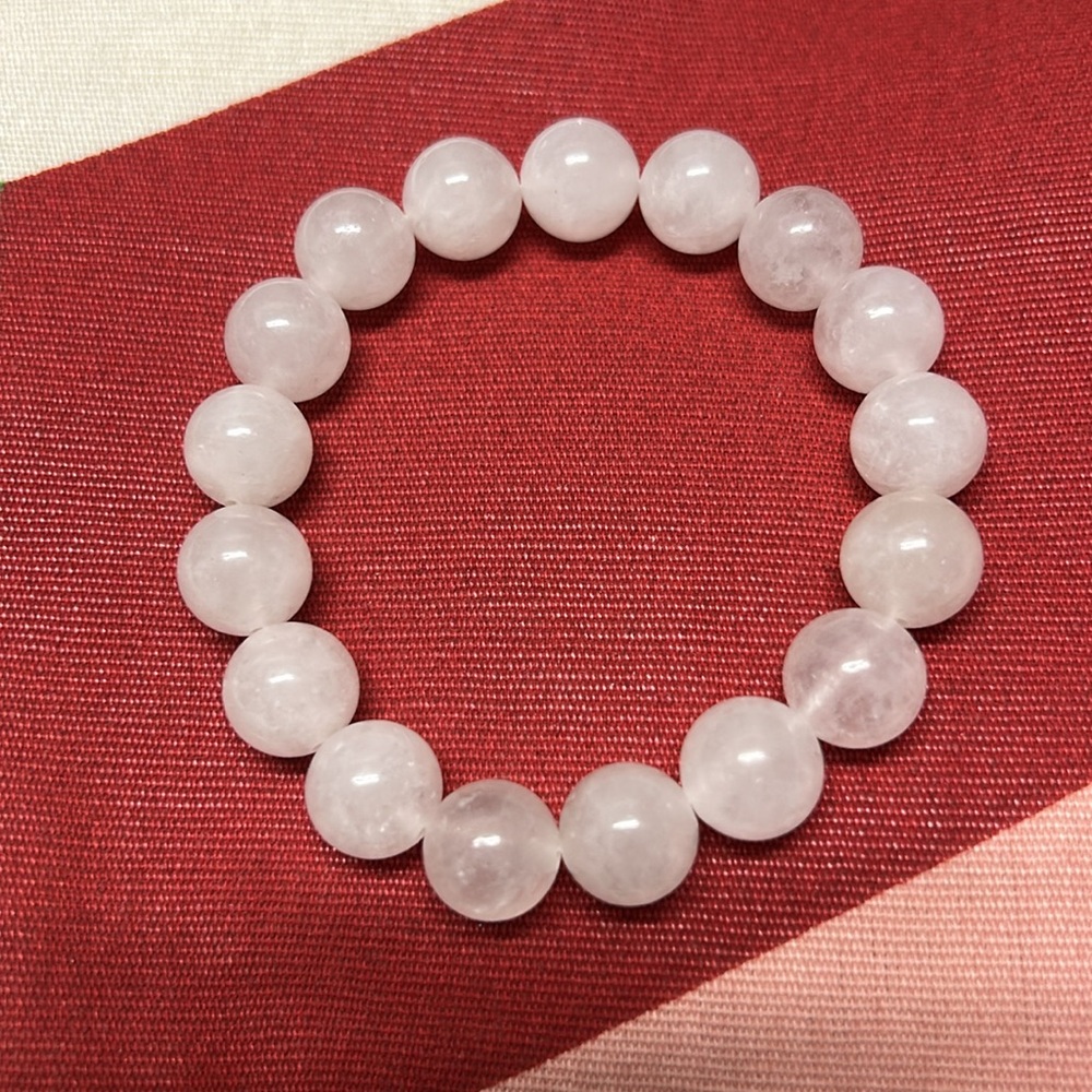 White Jade Natural Stone 10mm Beads Stretchable Bracelet 7" - Best Gift